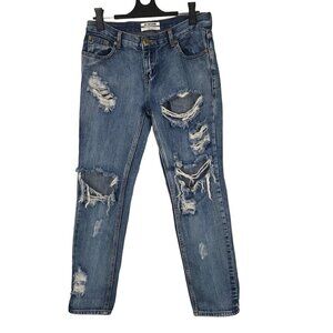 ONE BY ONETEASPOON AWESOME  BAGGY MID-RISE DISTRESSED TAPERED JEANS Size 26